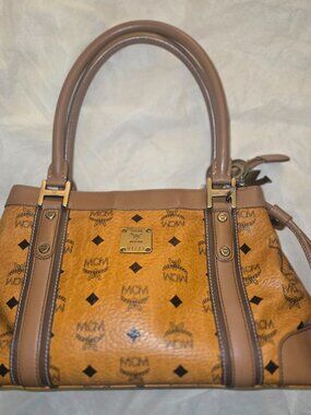 MCM Visetos Boston Satchel (Cognac)